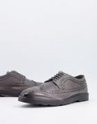 Silver Street Leather Lace Up Brogue Shoes In Gray-grey