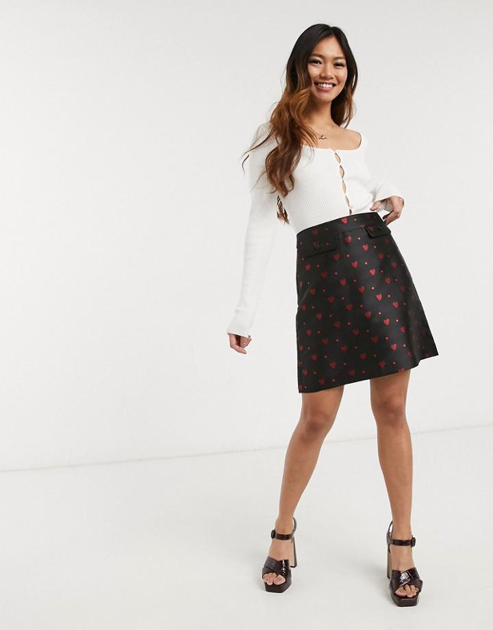 Oasis Jacquard Skirt In Heart Print-multi