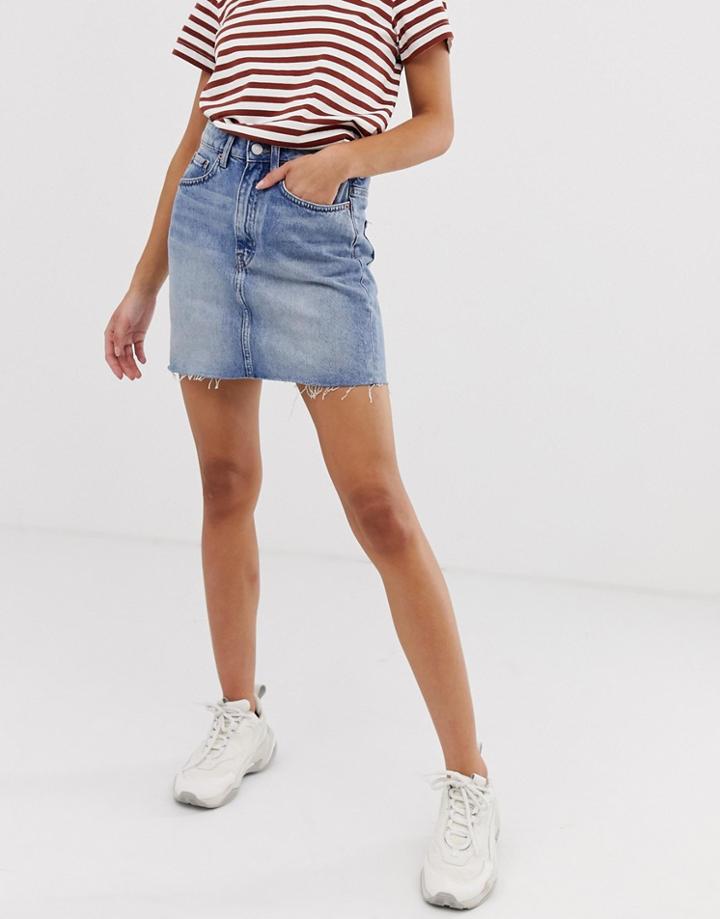 Weekday Mini Denim Skirt In Light Wash-blue