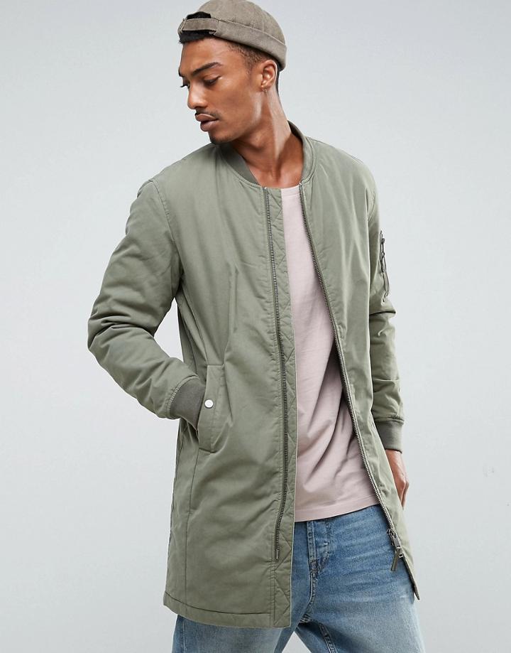 Selected Homme Parka With Baseball Neck - Green