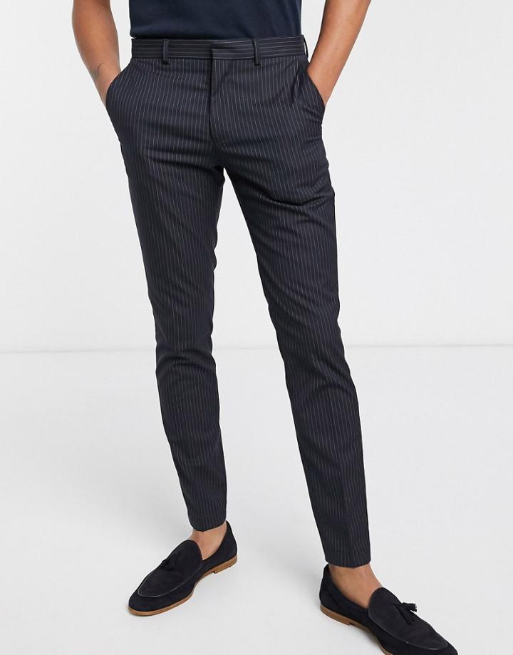 Selected Homme Mathrep Navy Pin Stripe Slim Fit Pants