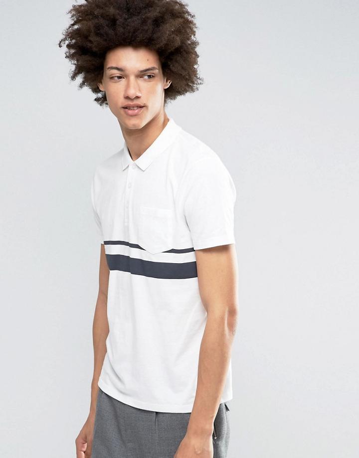 Asos Stripe Polo With Pocket In Off White - Off White
