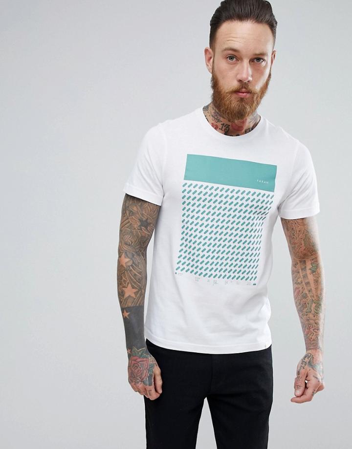 Farah Chestering Slim Fit Block Print T-shirt In White - White