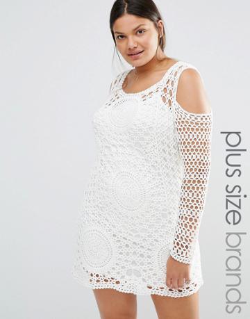 Missguided Plus Crochet Dress - White