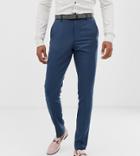 Asos Design Tall Wedding Skinny Suit Pants In Petrol Blue Twill