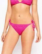 Marie Meili Aquarius Tie Side Bikini Bottoms - Sunset Pink