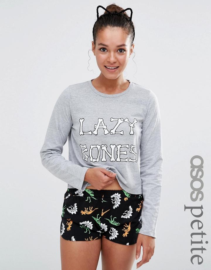 Asos Petite Lazy Bones Short & Tee Pyjama Set - Multi