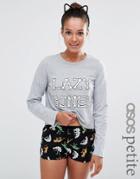 Asos Petite Lazy Bones Short & Tee Pyjama Set - Multi