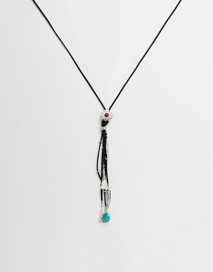 Asos Western Tassel Necklace - Blue
