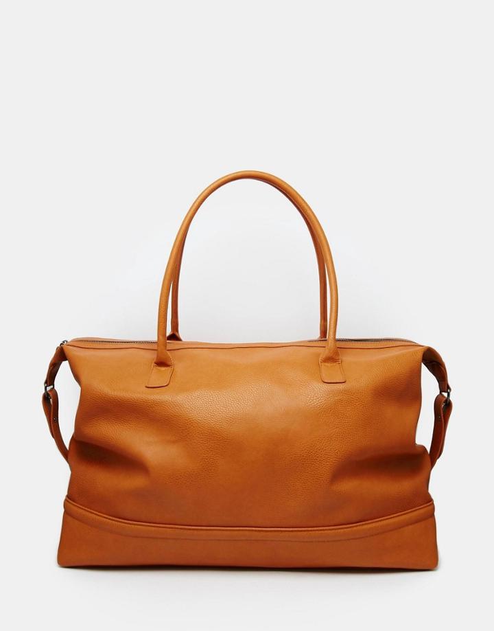 Asos Carryall In Tan Faux Leather - Tan