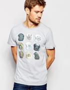 Blend T-shirt Crew Neck Slim Fit Motorbike Helmet Print In Gray - Stone Mix