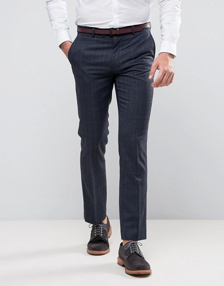 Harry Brown Navy Heritage Check Suit Pants - Navy