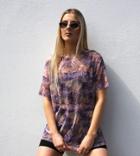 Noisy May Exclusive Oversized Mesh T-shirt In Purple Marble Print-multi