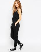 Asos Casual Tank Jumpsuit With Drawstring Waist And Pockets - Black