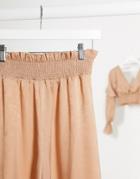 Asos Design Shirred Wide Leg Pants Two-piece In Satin
