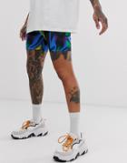 Asos Design Festival Two-piece Megging Shorts In Wavey Print - Multi