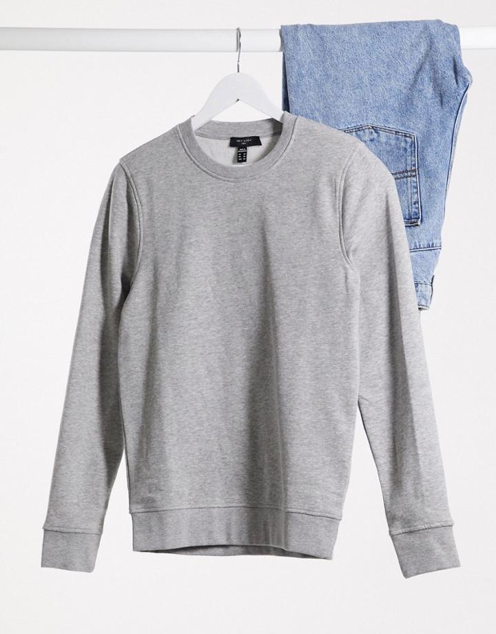 New Look Crew Neck Sweat In Gray-grey