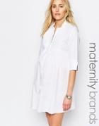 Isabella Oliver Longline Shirt Dress With Tie Waist - White