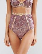 Asos Premium Ophelia Double Layer Contrast Metallic Lace High Waist Pant - Multi