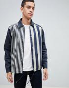 Rains Coach Jacket In Navy Stripe - Navy