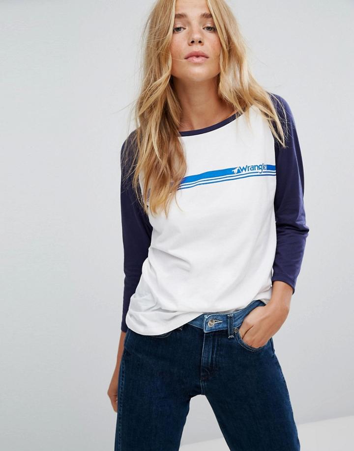 Wrangler Stripe Logo Raglan T-shirt - White