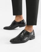 Dune Saffiano Brogue Shoes In Black Leather - Black
