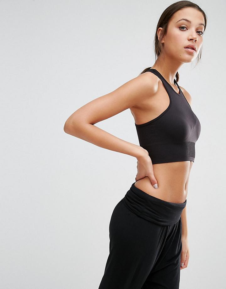 Y.a.s Tall Sammy Race Back Gym Crop Top - Black