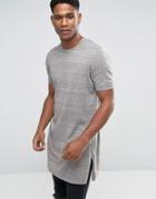 Asos Extreme Longline Knitted T-shirt With Side Splits - Green