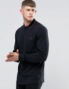 Fred Perry Polo Shirt With Long Sleeves In Black - Black