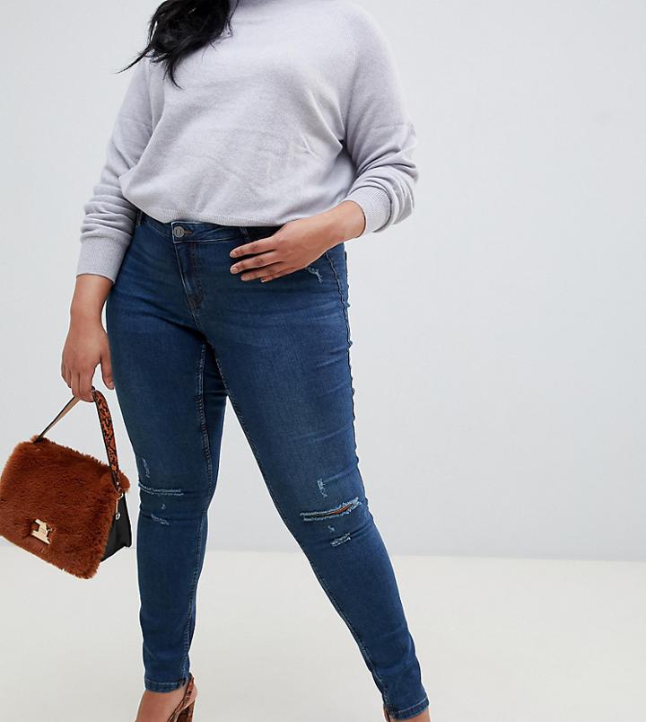 Junarose Ripped Knee Jeans - Blue