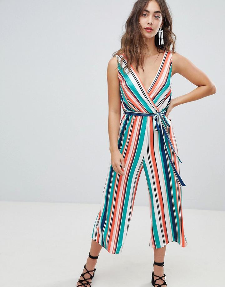 New Look Stripe Rib Jumpsuit - Multi