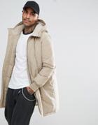 Asos Heavyweight Parka With Fleece Lined Hood In Stone - Stone