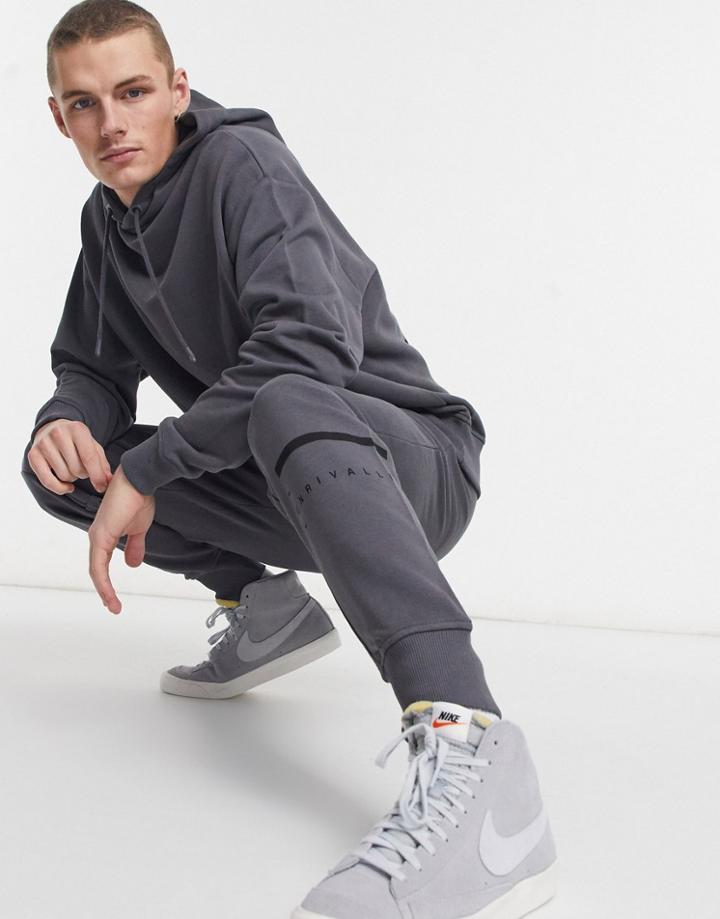 Asos Unrvlld Spply Matching Oversized Sweatpants With Printed Logo In Gray-black