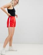 Pull & Bear Tailored Side Stripe Short In Red - Red