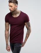 Asos Muscle Fit Scoop Neck T-shirt In Red - Red