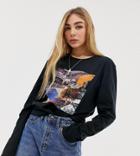Reclaimed Vintage Inspired Long Sleeve T Shirt With Photographic Print - Black