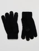 7x Textured Gloves With Touch Screen In Black - Black