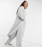 Asos Design Curve Maxi Edge To Edge Cardigan In Gray-grey