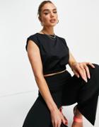 Pretty Lavish Relaxed Crop Top Set In Off Black