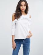Vero Moda Cold Shoulder Frill Detail Blouse - White