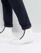 Steve Madden Punted Zip Hi Top Sneakers In White - White