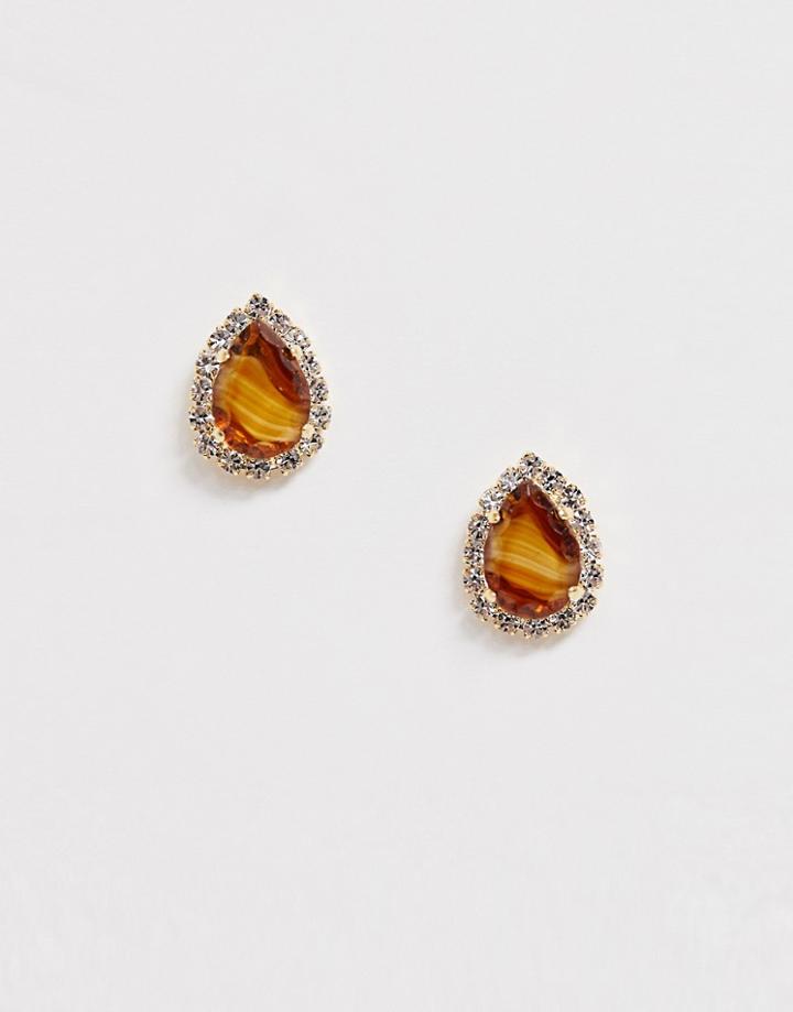Krystal London Swarovski Crystal Pear Rosetta Earrings - Brown