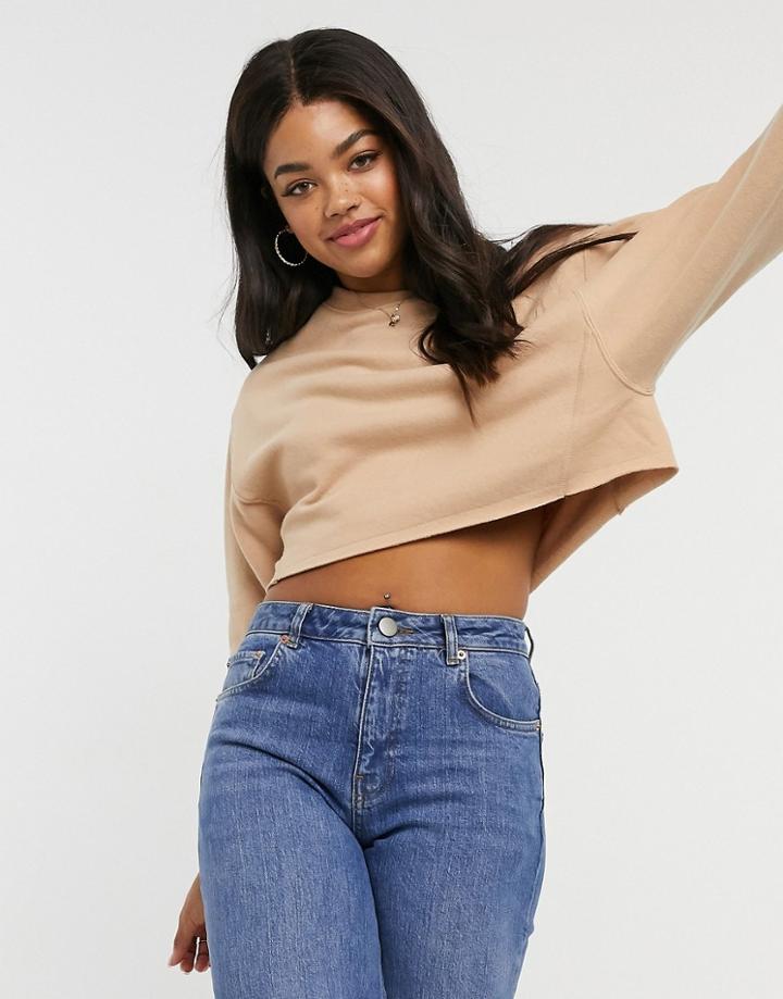 Pull & Bear Cropped Sweatshirt In Blush Pink