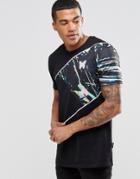Good For Nothing T-shirt With Diagonal Stripe In Paint Splatter - Black