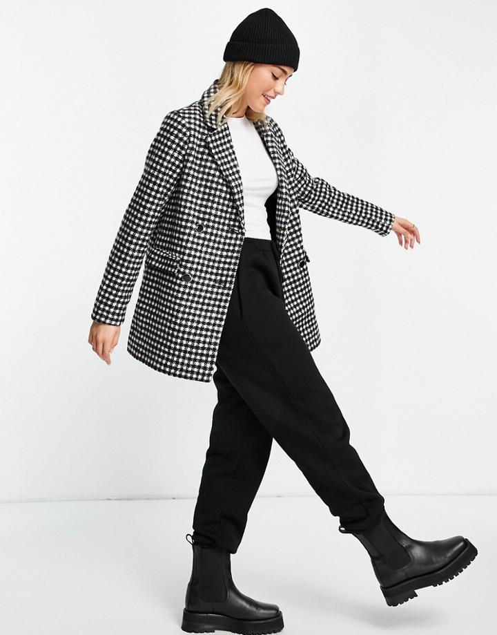 New Look Mini Gingham Blazer In Black Pattern