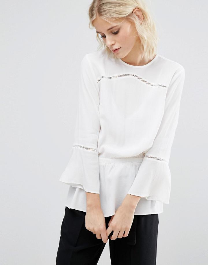 Gestuz Elasticated Waist Dobby Blouse - White