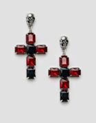 Asos Design Halloween Earrings With Jewelled Cross And Skull Design - Multi