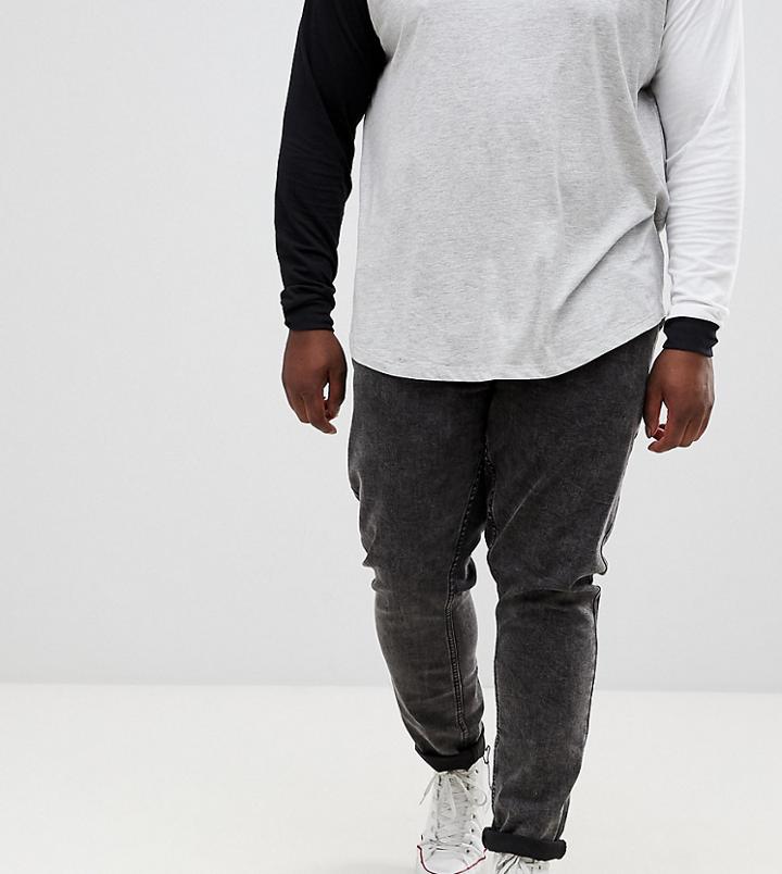 Jacamo Plus Acid Wash Skinny Fit Jean - Black