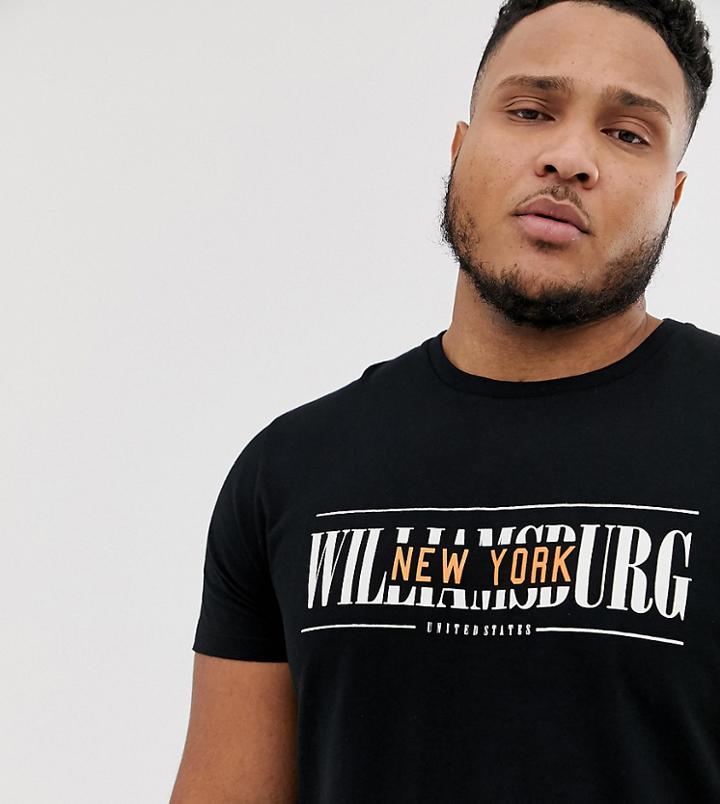 Asos Design Plus T-shirt With City Print - Black