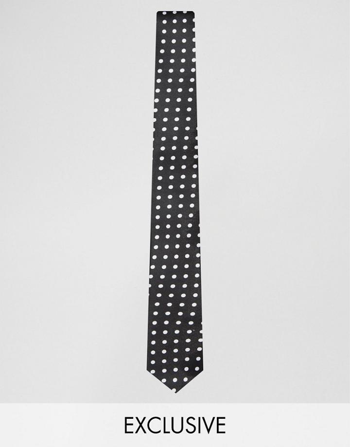 Reclaimed Vintage Polkadot Tie In Black - Black